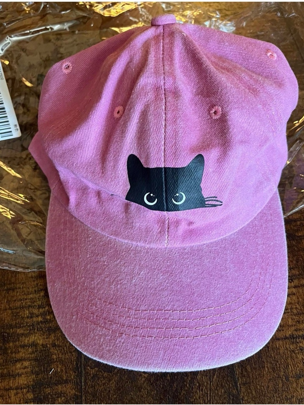 Pink Cat Peeking adjustable cap hat NEW